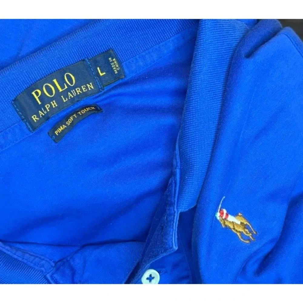 Polo Ralph Lauren Mens Pima Soft Touch Polo Shirt Royal Blue Large Short Sleeve